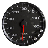 Autometer Spek-Pro Gauge Speedometer 5in 180 Mph Elec. Programmable Black/Black - P230328
