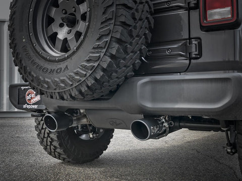 aFe Rebel Series 409 Stainless Steel Cat-Back Exhaust 18-21 Jeep Wrangler JL 2.0L (t) - Black Tip - 49-48096-B