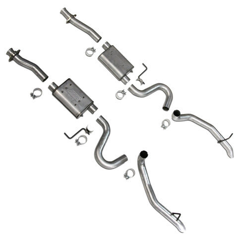 BBK 87-93 Mustang GT Cat Back Kit Varitune Mufflers - Aluminized turn downs - 3002