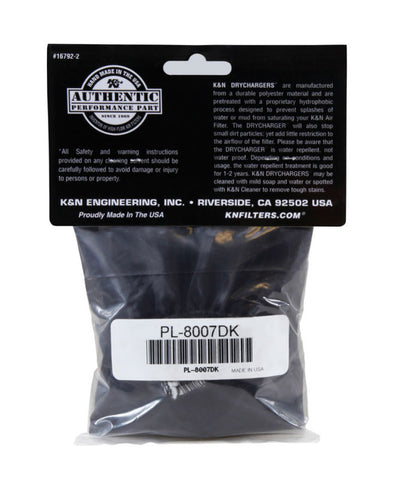 K&N Air Filter Wrap Drycharger - Round Straight - Black for Polaris Ranger - PL-8007DK