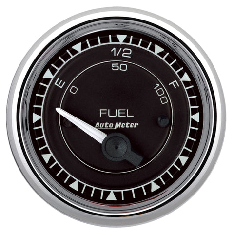 AutoMeter Chrono 2-1/16in 0E 0-90 Ohm Electric Fuel Level Gauge - Chrome - 9714