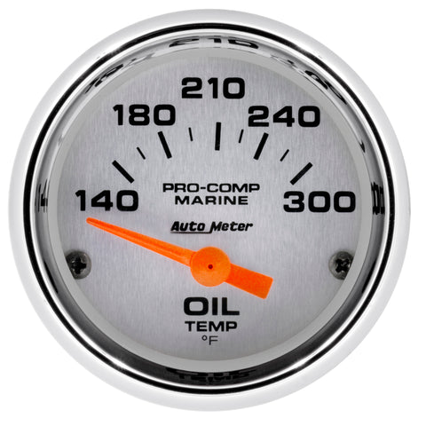 Autometer Marine Chrome Ultra-Lite 2-1/16in Electric Oil Temperature Gauge 140-300 Deg F - 200764-35