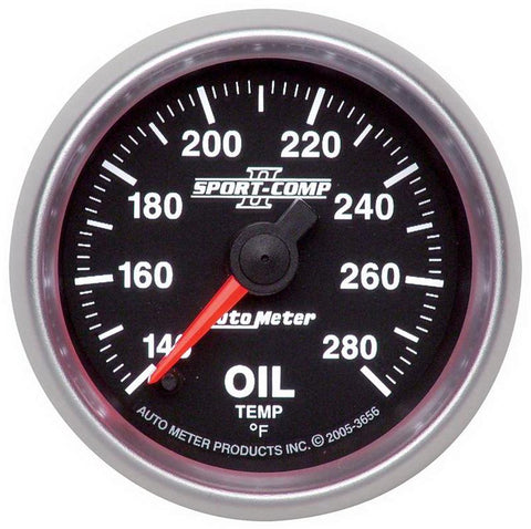 Autometer Sport-Comp II 52mm Full Sweep Electronic 140-280 Deg. F Oil Temperature Gauge - 3656