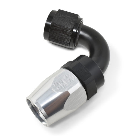 Russell Performance -10 AN Black/Silver 120 Degree Tight Radius Full Flow Swivel Hose End - 613423