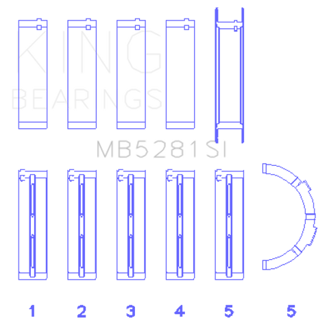 King Engine Bearings Ford 281CI 4.6L V8 (Size +0.75) Main Bearing Set - MB5281SI0.75