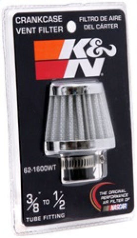K&N 2in Base OD x .375in Flange ID x 1.75in H Rubber Base Crankcase Vent Filter - White - 62-1600WT