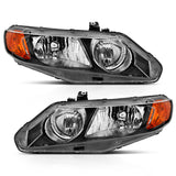 ANZO 2006-2011 Honda Civic 4 Door Crystal Headlight Black Amber (OE Replacement) - 121547