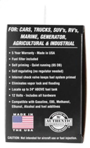 K&N Performance Electric Fuel Pump 1-2 PSI - 81-0400