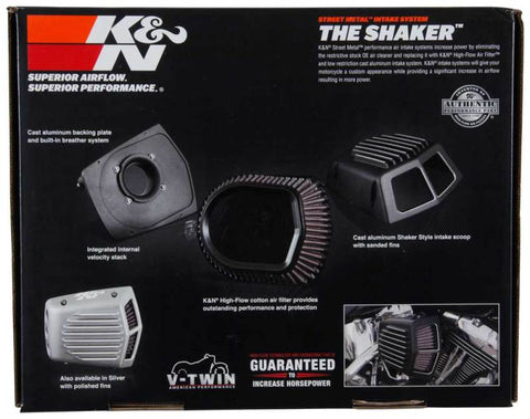 K&N Street Metal Intake System for 08-16 Harley-Davidson Touring Models - Shaker Black - RK-3951
