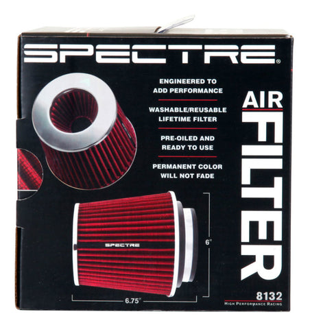Spectre Adjustable Conical Air Filter 5-1/2in. Tall (Fits 3in. / 3-1/2in. / 4in. Tubes) - Red - 8132