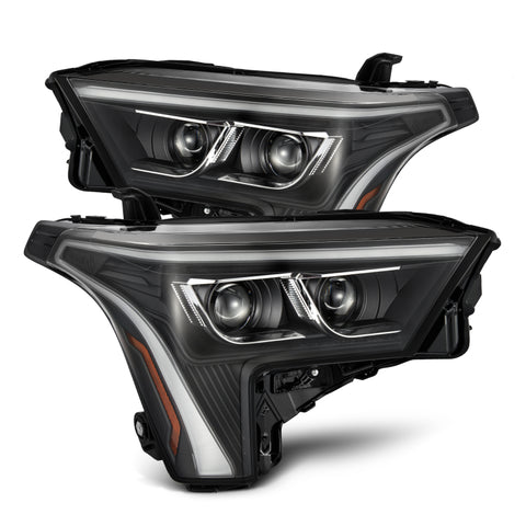 AlphaRex 22-23 Toyota Tundra LUXX-Series Headlights Black w/Amber DRL - Req 810029 OR 810030 - 880874