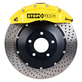 StopTech 08-10 Audi S5 Front BBK w/ Yellow ST-60 Calipers Drilled 380x32mm Rotors Pads Lines - 83.114.6800.82