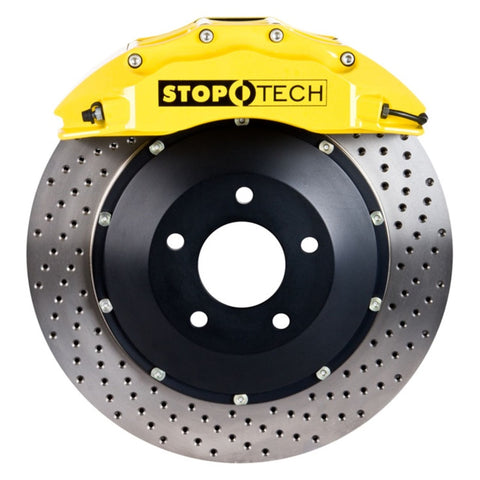 StopTech 08-10 Audi S5 Front BBK w/ Yellow ST-60 Calipers Drilled 380x32mm Rotors Pads Lines - 83.114.6800.82
