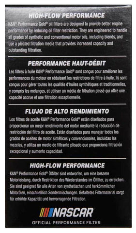 K&N Performance Gold Oil Filter for Hyundai/Kia V6 06-08 Azera/Sonata/Sedona/07-08 Santa Fe - HP-7022