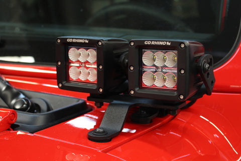 Go Rhino 18-20 Jeep Wrangler JL/JLU/Gladiator JT Light Mount - Two 3in Cubes - 730230T