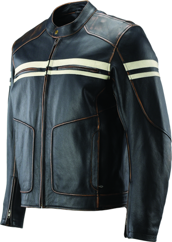River Road Hoodlum Vintage Leather Jacket Black - Small - 094382