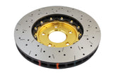DBA 03-05 Evo 8/9 Front Drilled & Slotted 5000 Series 2 Piece Rotor Assembled w/ Gold Hat - 52218GLDXS