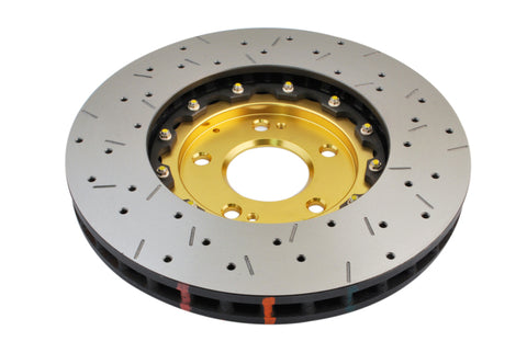 DBA 03-05 Evo 8/9 Front Drilled & Slotted 5000 Series 2 Piece Rotor Assembled w/ Gold Hat - 52218GLDXS