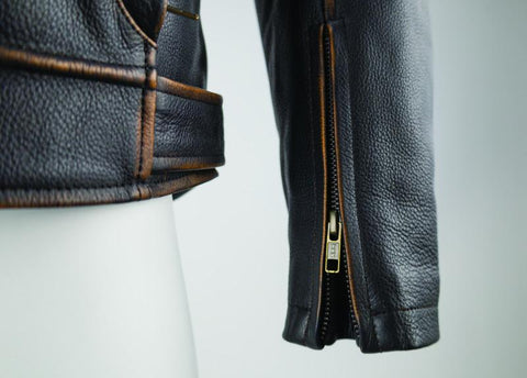 Kuryakyn Leather By River Road Hoodlum Vintage Leather Jacket Black - Small - 094382