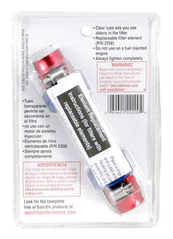 Spectre Pro-Plumbing Fuel Filter 3/8in. - Red/Blue - 2220