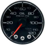 Autometer Spek-Pro Gauge Oil Press 2 1/16in 120psi Stepper Motor W/Peak & Warn Blk/Blk - P325324