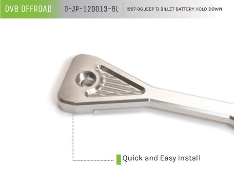 DV8 Offroad 1997-06 Jeep TJ Battery Hold Down Billet - D-JP-120013-BL