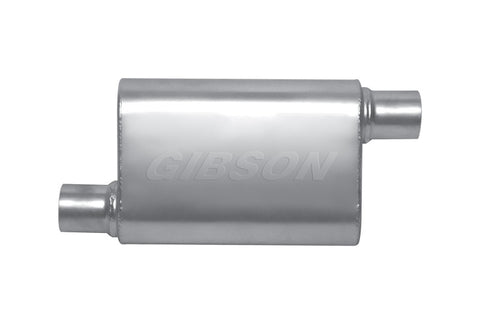 Gibson MWA Superflow Offset/Offset Oval Muffler - 4x9x14in/2.25in Inlet/2.25in Outlet - Stainless - BM0103