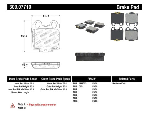 StopTech Performance 98-05 Lexus GS 300/350/400/430/450H / 00-05 IS250/300/350 Rear Brake Pads - 309.07710