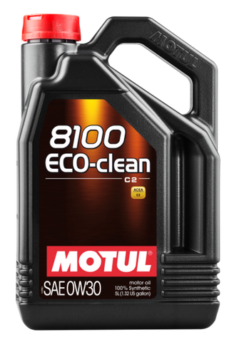 Motul 5L Synthetic Engine Oil 8100 0W30 4x5L ECO-CLEAN  ACEA C2 API SM ST.JLR 03.5007 - 102889