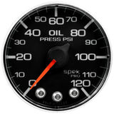 Autometer Spek-Pro Gauge Oil Press 2 1/16in 120psi Stepper Motor W/Peak & Warn Blk/Chrm - P325318