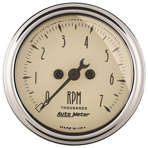 Autometer 2-1/16in Antique Beige In-Dash 7K RPM Tachometer Gauge - 1897