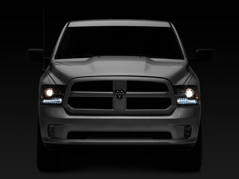 Raxiom 09-18 Dodge RAM 1500 LED Halo Headlights w/Switchback Turn Signals- Blk Housing (Clear Lens) - R111518