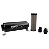 DeatschWerks Stainless Steel 8AN 10 Micron Universal Inline Fuel Filter Housing Kit (160mm) - 8-03-160-010K-8