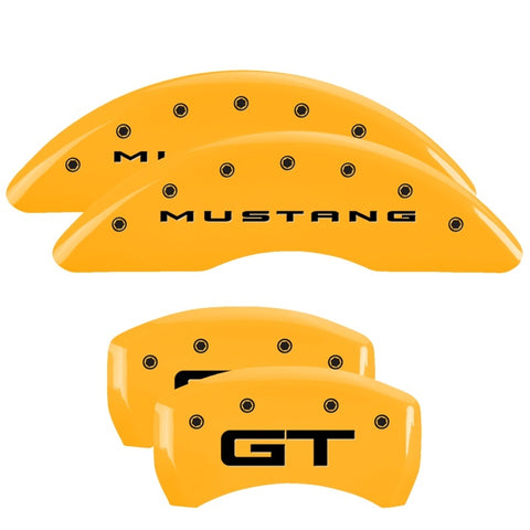 MGP 4 Caliper Covers Engraved Front 2015/Mustang Engraved Rear 2015/GT Yellow finish black ch - 10201S2MGYL