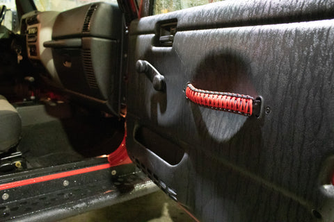 Fishbone Offroad 97-06 Jeep Wrangler Paracord Door Handles - Black/Red - FB55286