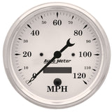Autometer 5 inch 120mph Electric Programable w/ LCD ODO Old Tyme Speedometer - White - 1689
