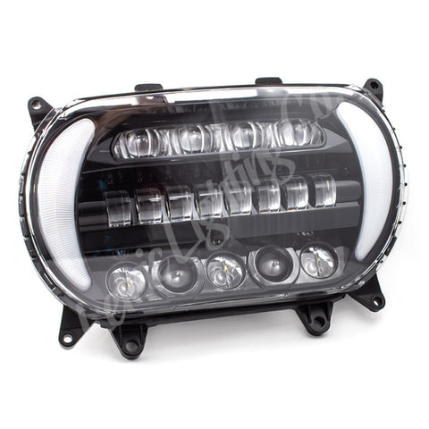 Letric Lighting 2015+ Early Road Glide LED Black/Chrome Headlight with Turn Signals - LLC-5LRA-TS