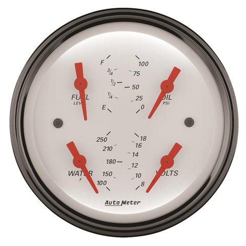 AutoMeter Gauge Quad 3-3/8in. 0 Ohm(e) to 90 Ohm(f)Elec Arctic White - 1314