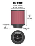 K&N Universal Rubber Filter 3 inch 5 Degree FLG 4 1/2 inch OD 5 inch Height - RB-0910