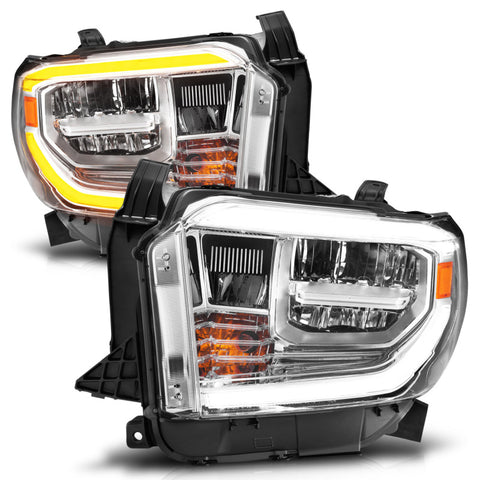 ANZO 2014-2021 Toyota Tundra LED Crystal Headlights w/ Switchback Chrome Housing w/ DRL - 111534