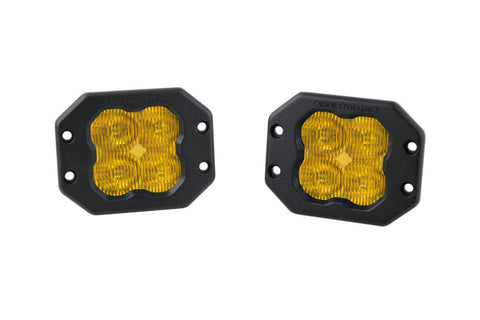 Diode Dynamics SS3 LED Pod Sport - Yellow SAE Fog Flush (Pair) - DD6206P