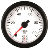 Autometer Stack 52mm 0-100 PSI 1/8in NPTF Male Pro Stepper Motor Fuel Pressure Gauge - White - ST3356