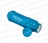 NRG 700 Series M12 X 1.25 Steel Lug Nut w/Dust Cap Cover Set 21 Pc w/Locks & Lock Socket - Blue - LN-LS710BL-21