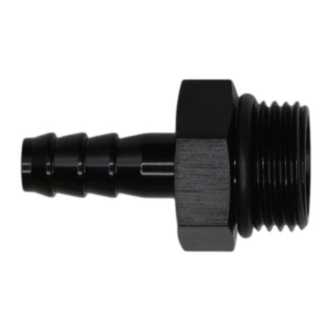 DeatschWerks 8AN ORB Male to 5/16in Male Triple Barb Fitting (Incl O-Ring) - Anodized Matte Black - 6-02-0512-B