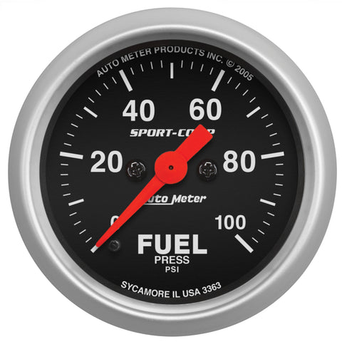 Autometer Sport-Comp 52mm 0-100 PSI Electronic Fuel Pressure Gauge - 3363