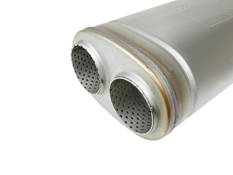 aFe MACH Force-Xp 409 SS Muffler 3in Dual Inlet/Dual Outlet 5in H x 8in W x 18in L - Oval Body - 49M00055