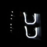 ANZO 2007-2013 Chevrolet Silverado 1500 Projector Headlights w/ U-Bar Black - 111281
