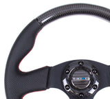 NRG Carbon Fiber Steering Wheel (315mm) Leather Trim w/Red Stitching - ST-310CFRS
