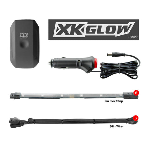 XK Glow Flex Strip Million Color XCHROME Smartphone App Controlled Undercar Kit 6x10In - KS-Car-Mini