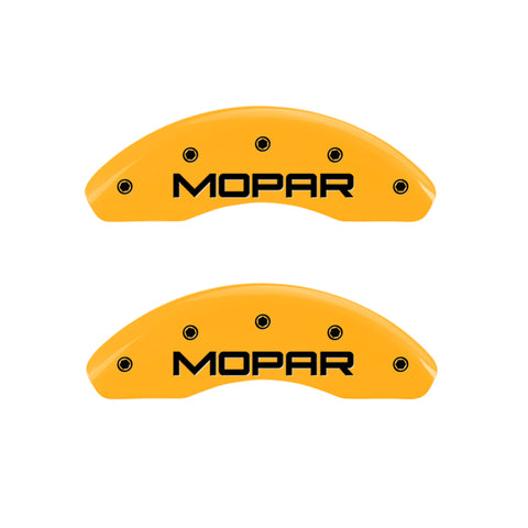 MGP 4 Caliper Covers Engraved Front & Rear MOPAR Yellow finish black ch - 32018SMOPYL